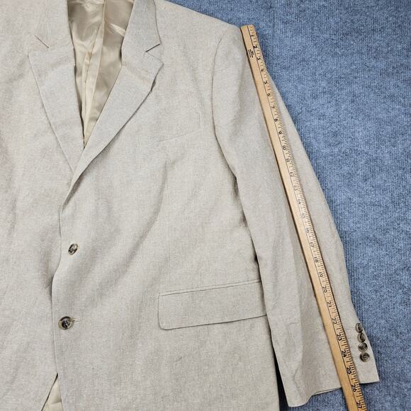 Stafford Sport Coat Mens 50 Regular Sand Linen Classic Fit Wedding Coastal Beach - Picture 9 of 13
